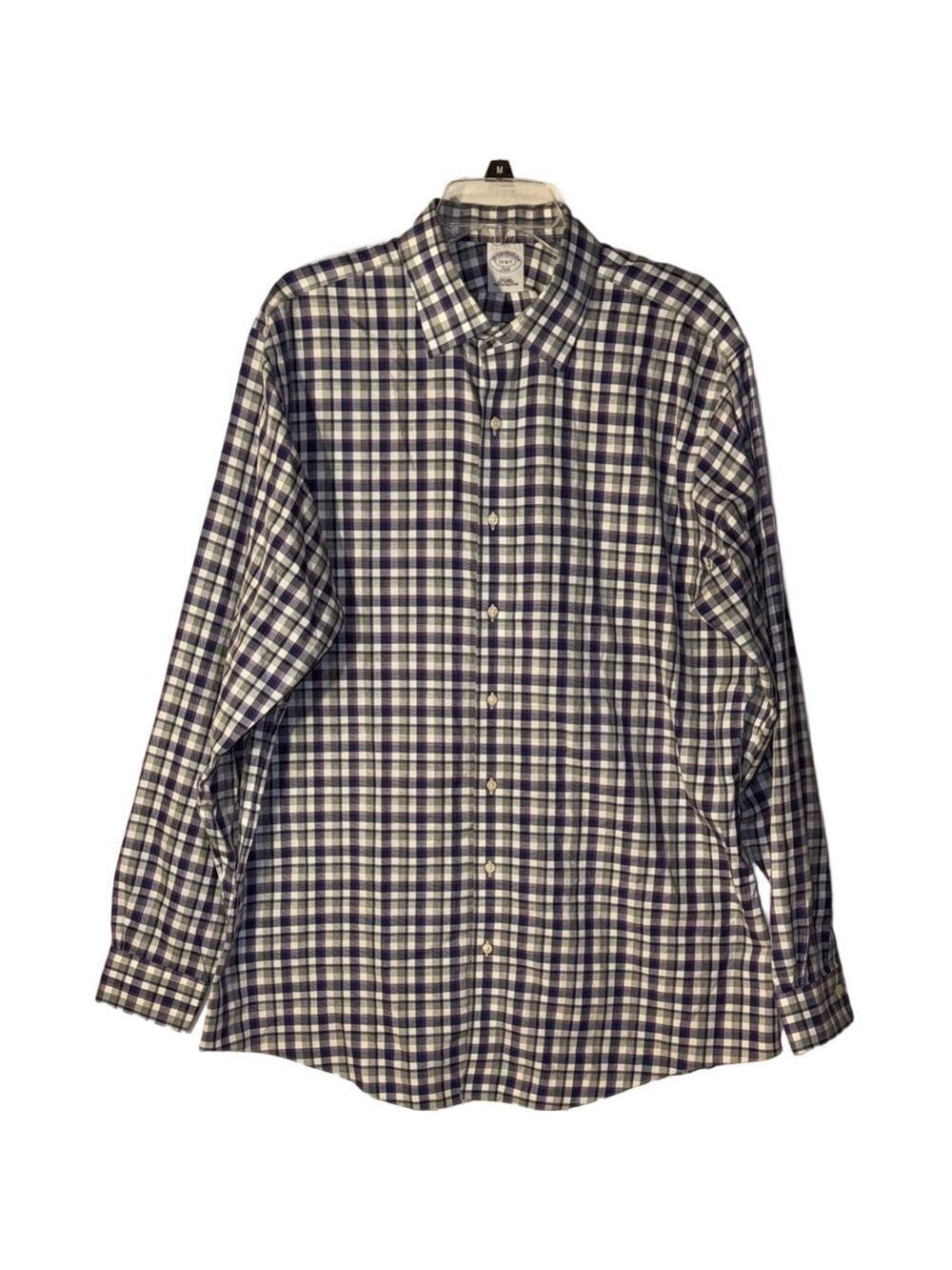 Brooks Brothers Navy Purple White Plaid Shirt